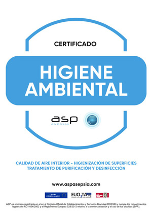 Sello  de calidad de Higiene Ambiental ASP Asepsia